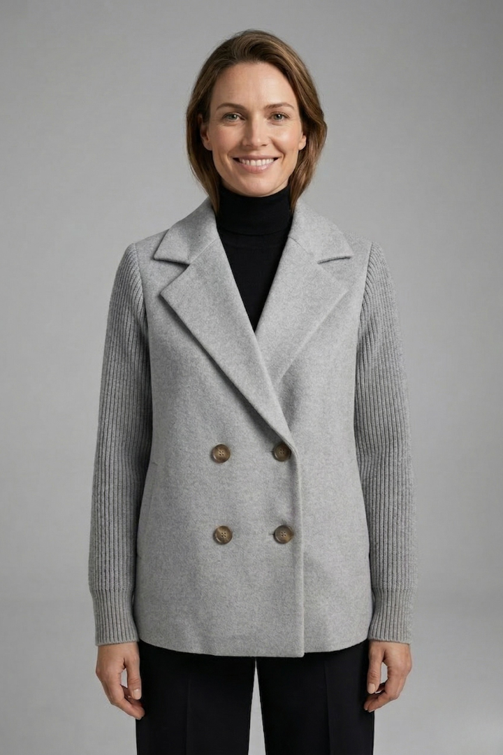 Avery | Women Coat Knit Sleeve Double-Breasted