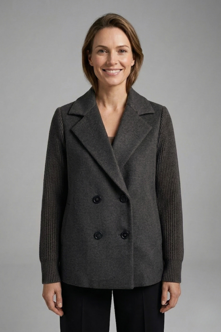 Avery | Women Coat Knit Sleeve Double-Breasted