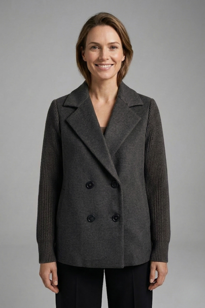 Avery | Women Coat Knit Sleeve Double-Breasted