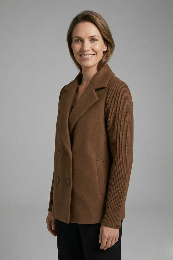 Avery | Women Coat Knit Sleeve Double-Breasted