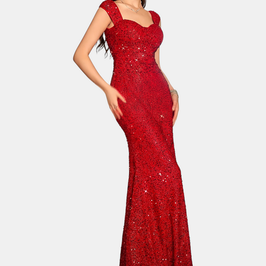 Womens sequin mermaid maxi prom dress, view 1