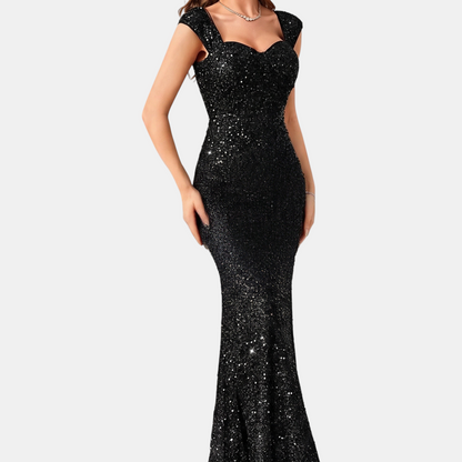 Womens sequin mermaid maxi prom dress, view 3