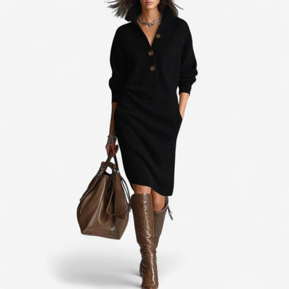 Womens ribbed knit midi sweater dress, view 3