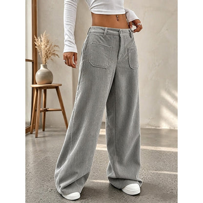 Womens wide-leg corduroy trousers, view 2