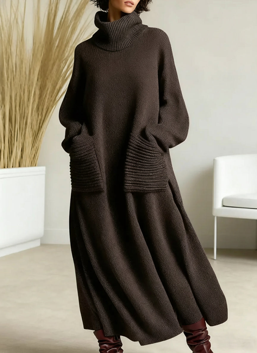 Ivy womens knit turtleneck midi dress