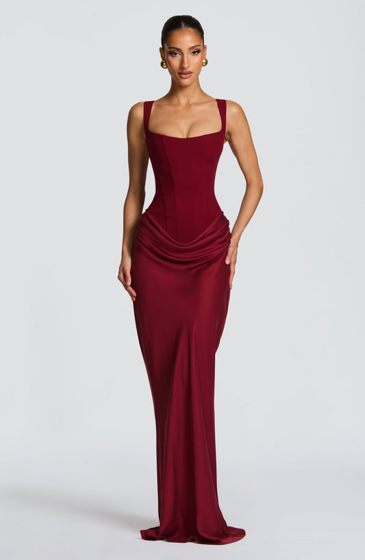 Daisy womens satin square neck maxi dress