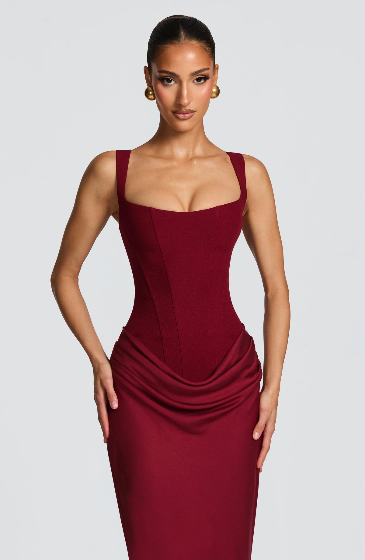 Daisy womens satin square neck maxi dress