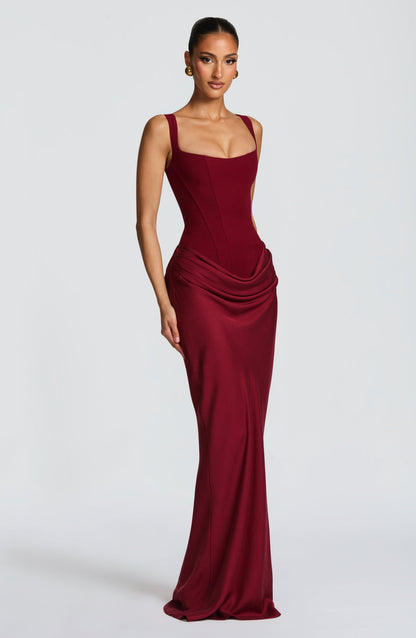 Daisy womens satin square neck maxi dress