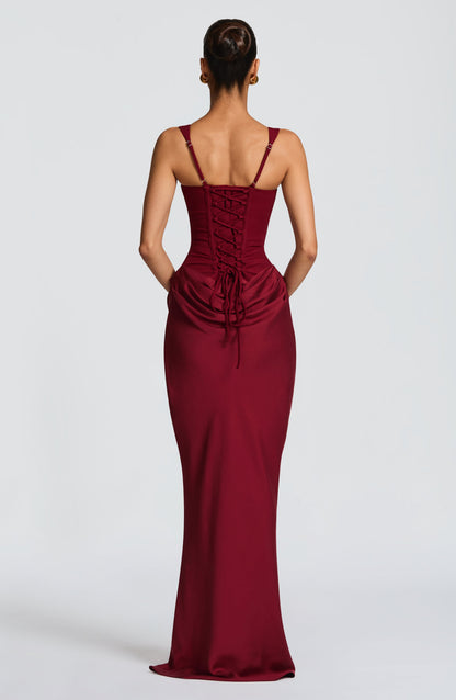 Daisy womens satin square neck maxi dress