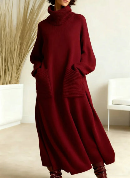 Ivy | Knit Dress Turtleneck Long Sleeve Midi