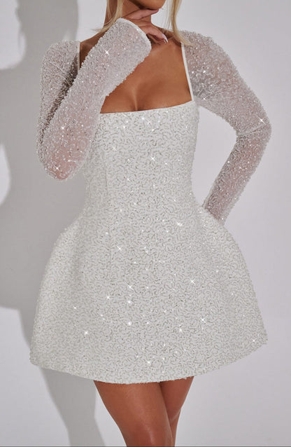 Alice | Sparkly Sequin Mini Dress Long Sleeve
