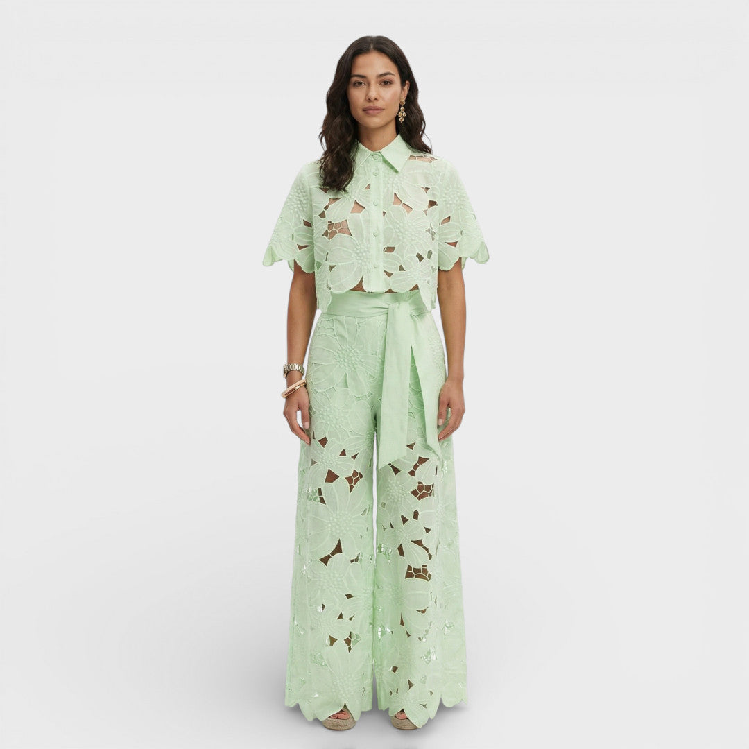 Peyton | Women Floral Lace Wide-Leg Pants