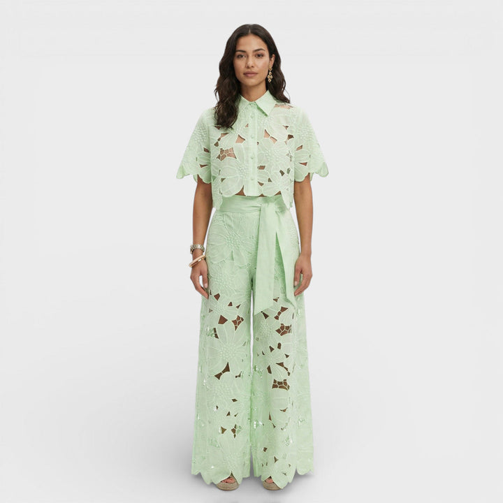 Peyton | Women Floral Lace Wide-Leg Pants