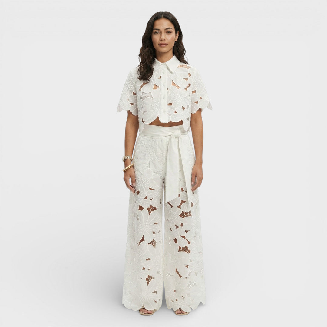 Peyton | Women Floral Lace Wide-Leg Pants