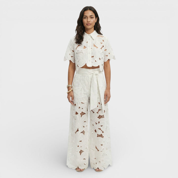 Peyton | Women Floral Lace Wide-Leg Pants