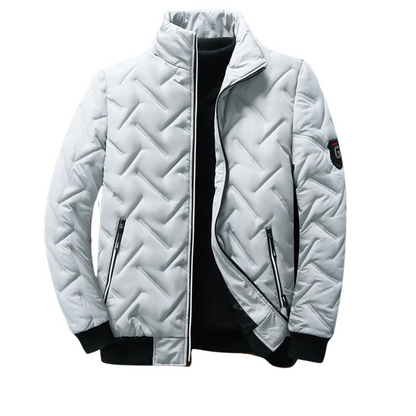 Stanley | Fitted Grey Geometric Quilted Puffer Jacket