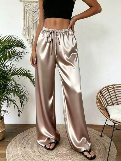 Amelia | Wide Leg Satin Trousers