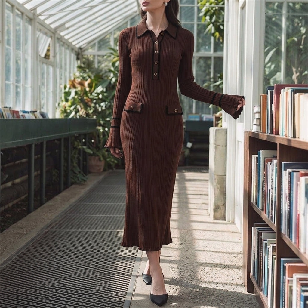 Womens ribbed knit jumper dress midi, view 4