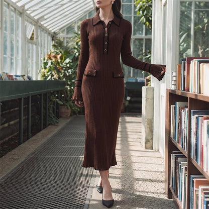 Womens ribbed knit jumper dress midi, view 4