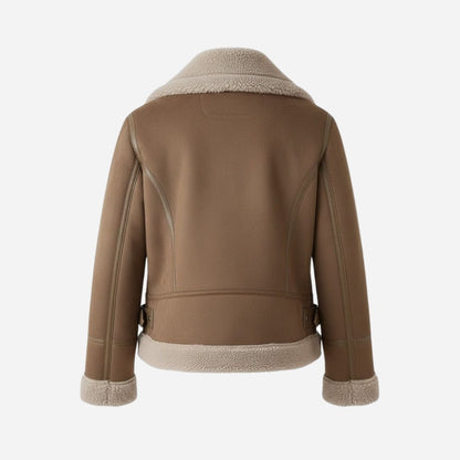 Bobbie | Womens Faux Suede Shearling Aviator Jacket
