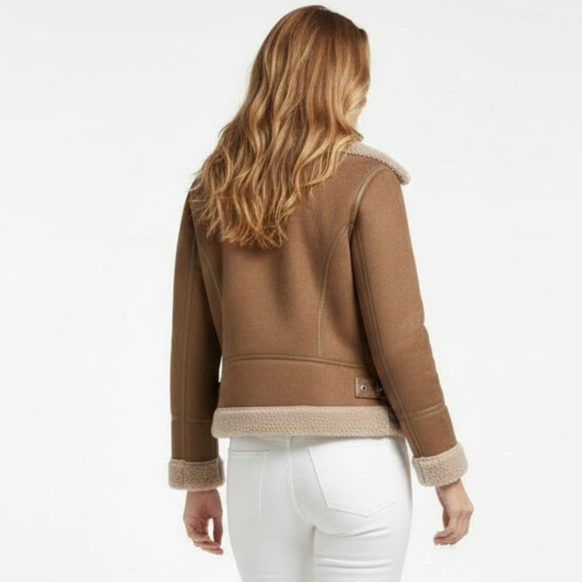 Bobbie | Womens Faux Suede Shearling Aviator Jacket