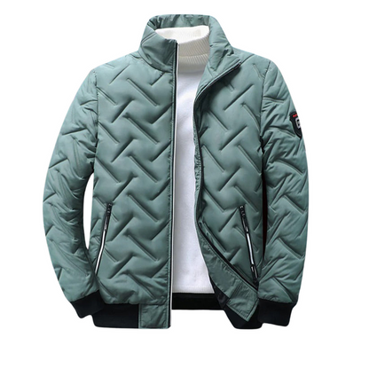 Stanley | Fitted Grey Geometric Quilted Puffer Jacket