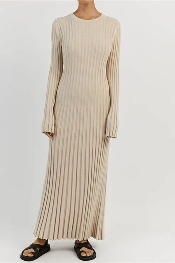 Womens ribbed knit maxi dress, view 2