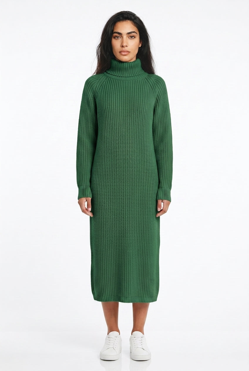 Cordelia | Ribbed Knit Turtleneck Midi Dress