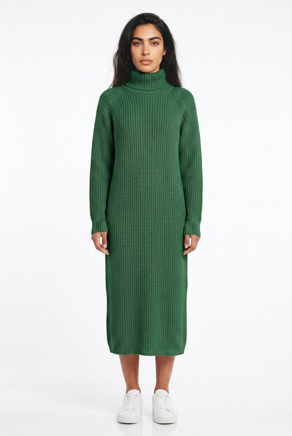 Cordelia | Ribbed Knit Turtleneck Midi Dress
