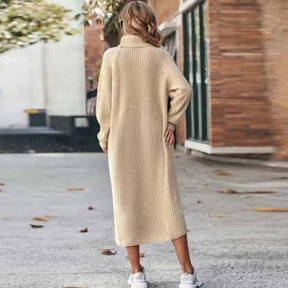 Cordelia | Ribbed Knit Turtleneck Midi Dress