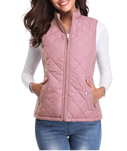 Womens quilted zip-up gilet body warmer, view 1