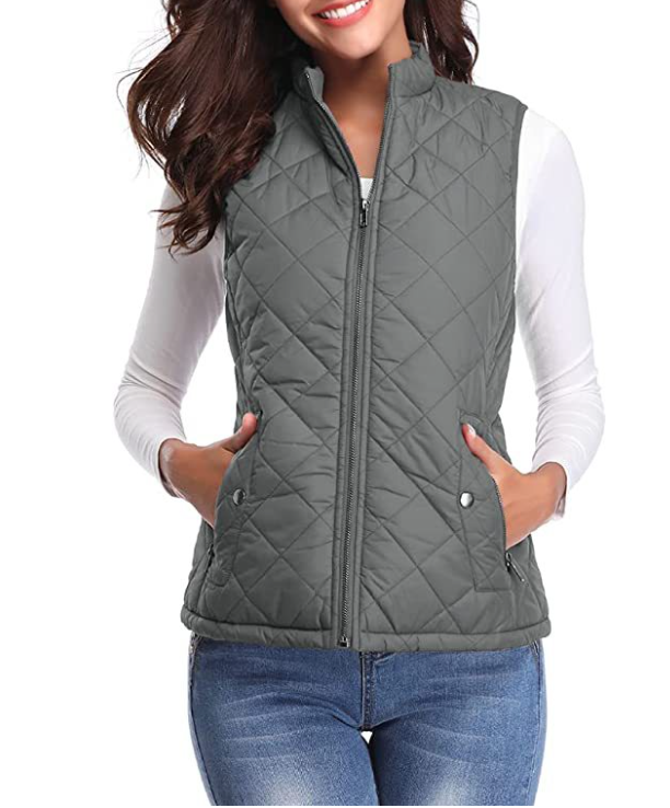 Womens quilted zip-up gilet body warmer, view 2