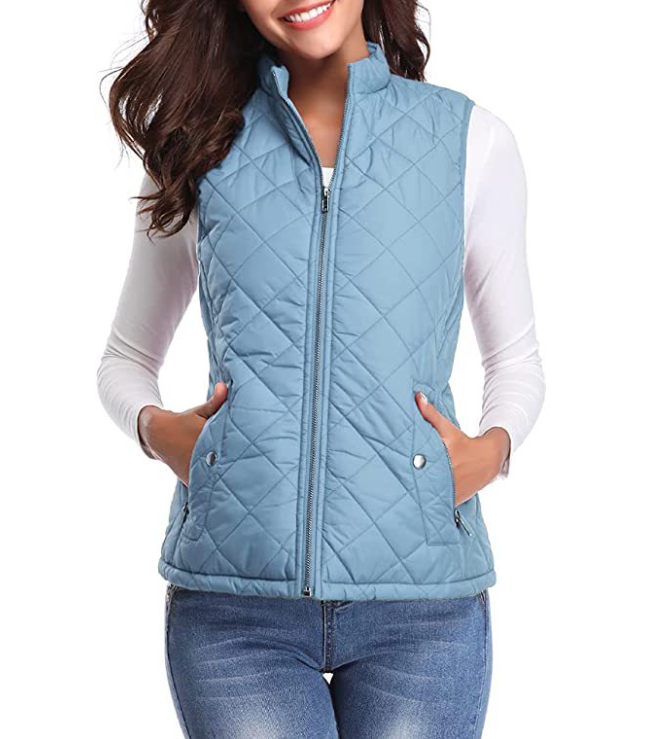 Womens quilted zip-up gilet body warmer, view 4