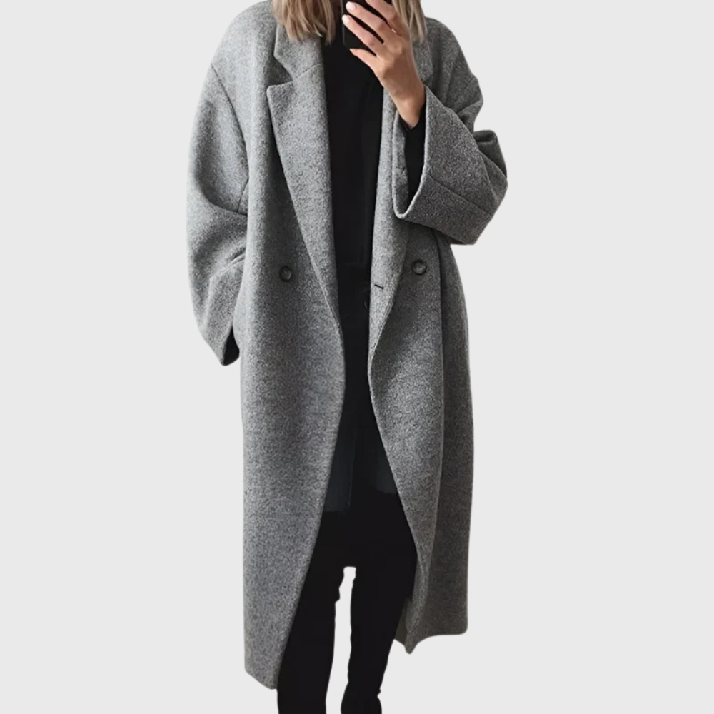 Womens oversized longline tailored coat, view 1