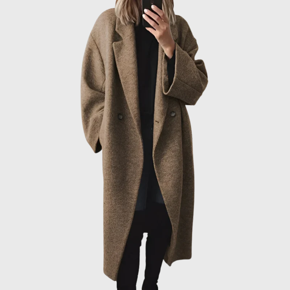 Womens oversized longline tailored coat, view 2