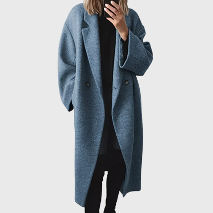 Womens oversized longline tailored coat, view 3