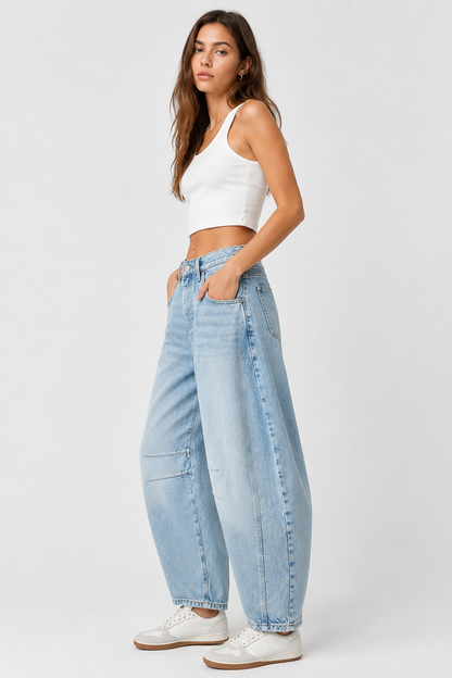 Ione | Wide Leg Barrel Jeans