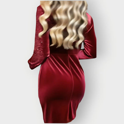 Noor | Velvet Sequin Long Sleeve Mini Wrap Dress