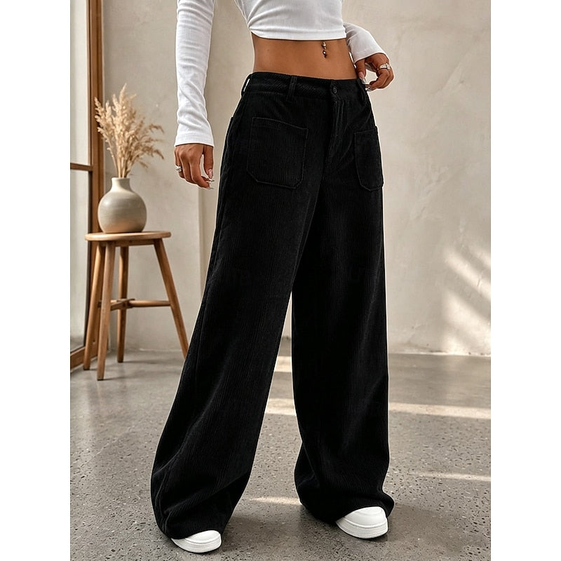 Womens wide-leg corduroy trousers, view 4