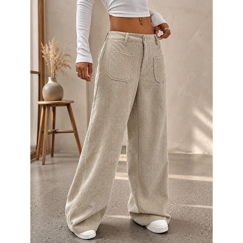 Womens wide-leg corduroy trousers, view 1