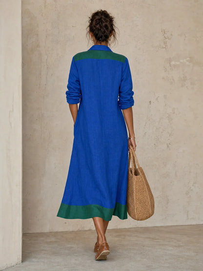 Womens colour block midi shirt dress, view 4