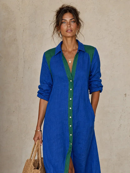 Charlotte | Colour Block Midi Shirt Dress