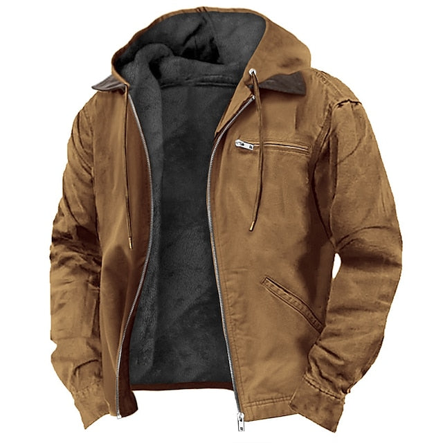 Bertie | Mens Brown Suede Hooded Zip Jacket